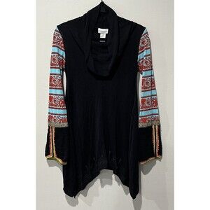 Soft Surroundings Tunic Women’s XS Asymmetrical Crochet Knit Embroidered‎ Cowl